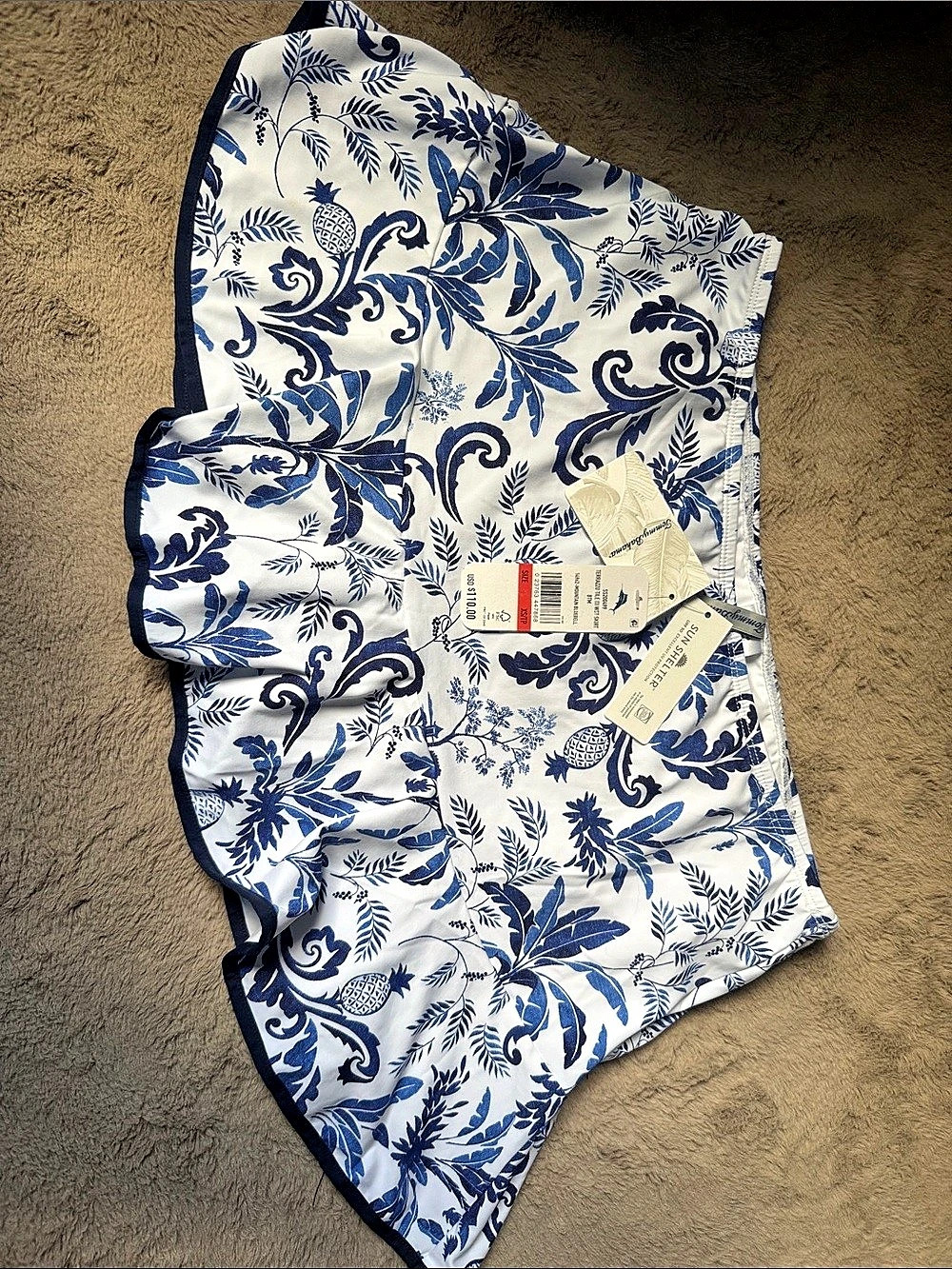 Tommy Bahama Skirt Floral Swim Cover-Up in White & Blue XS NWT